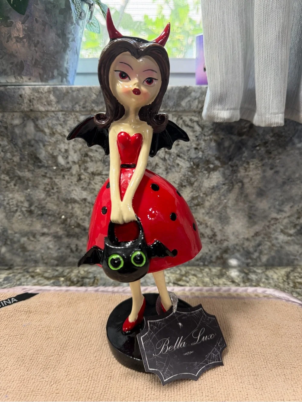 Bella Lux Devil Girl Halloween Figurine with Bat Purse | NWT 11”